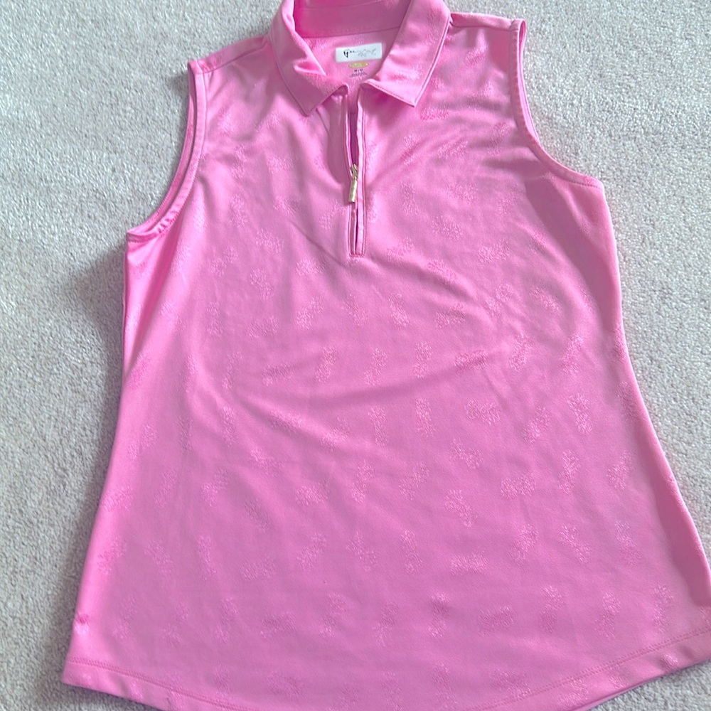 Pink golf/tennis sleeveless collared top